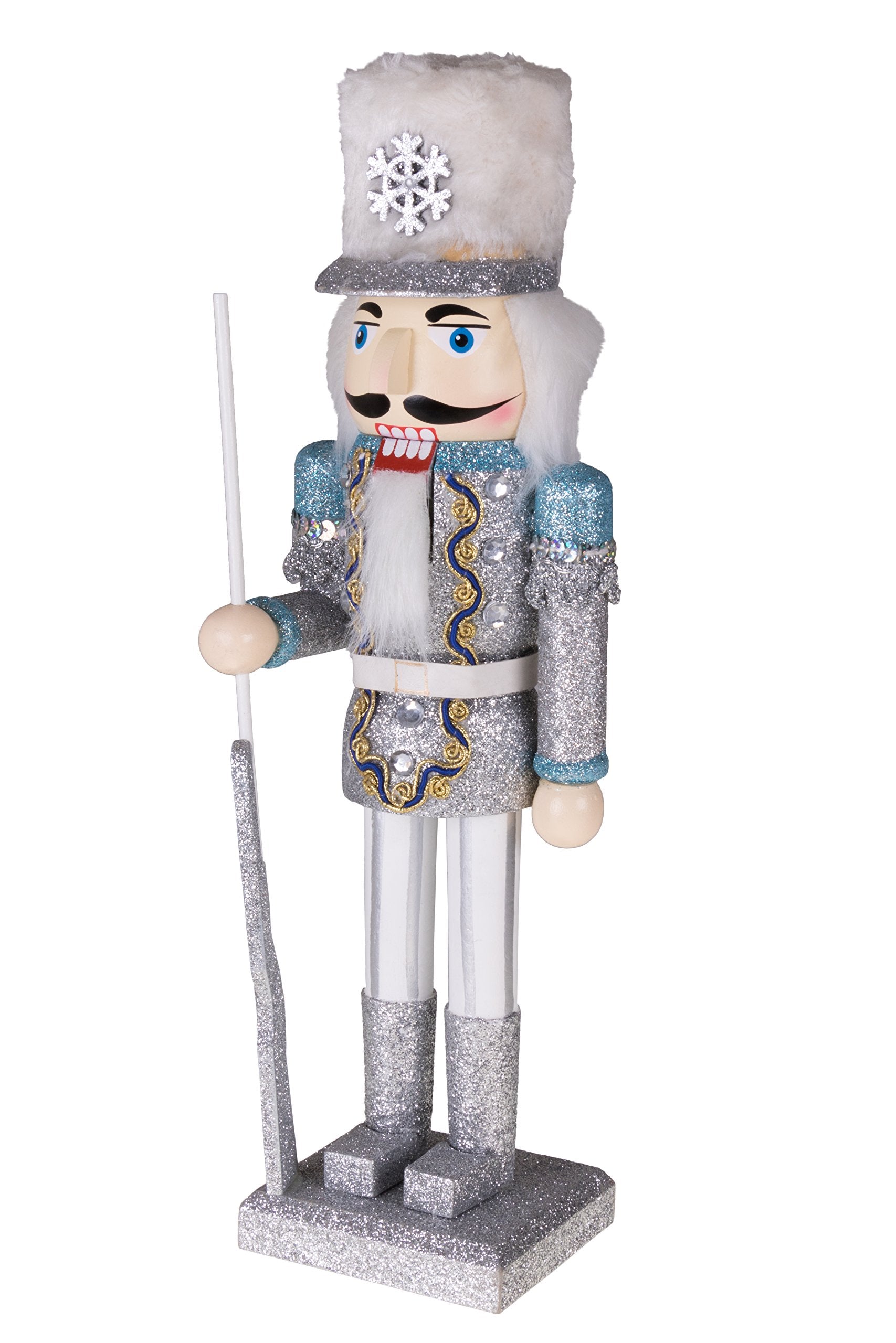 Clever Creations Snow King 14 Inch Traditional Wooden Nutcracker, Festive Christmas D  cor for Shelves and Tables